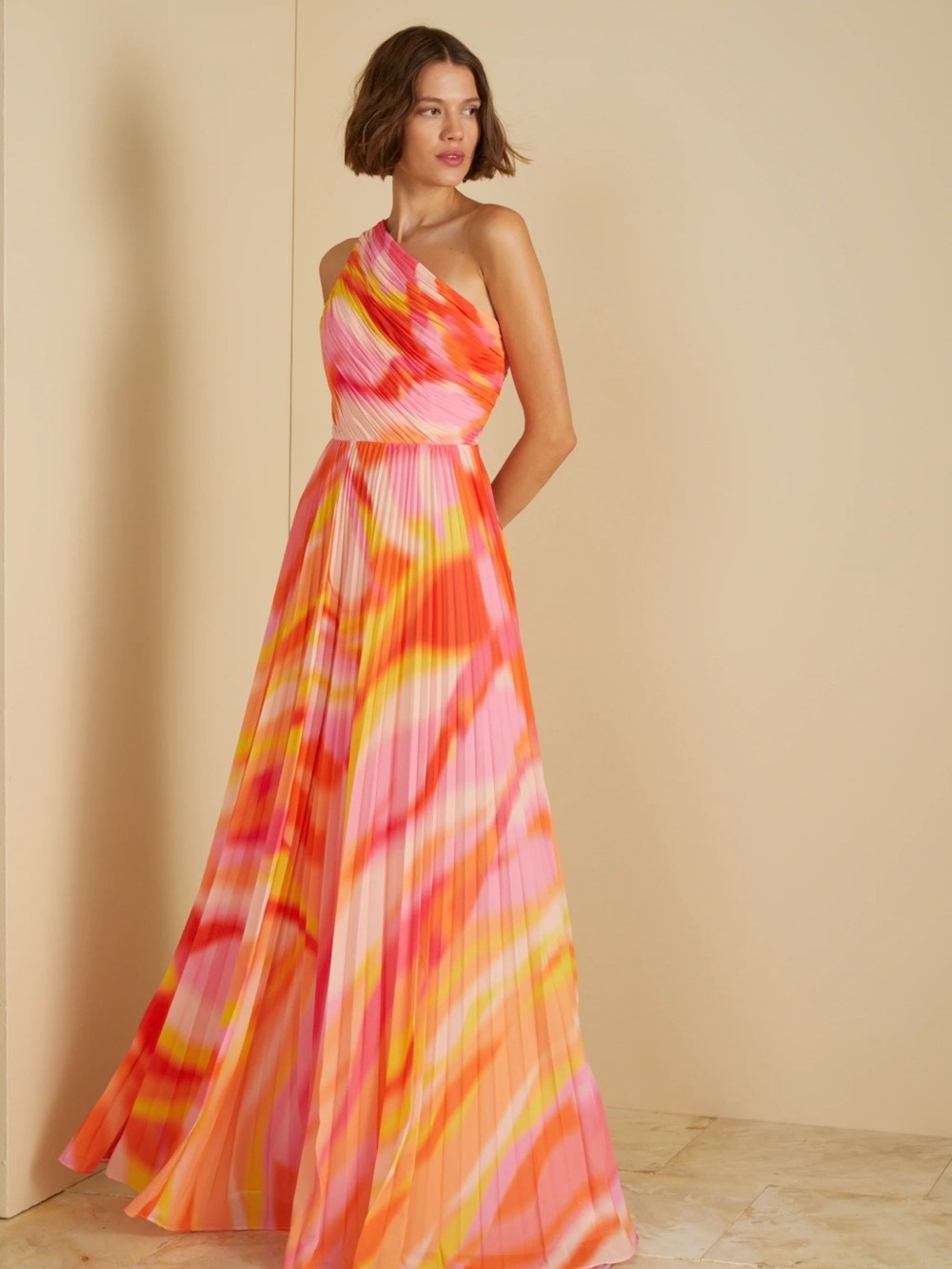 BRAND NEW WITH TAGS!! AMUR Morris Open Back Gown (One-Shoulder Pleated Maxi)